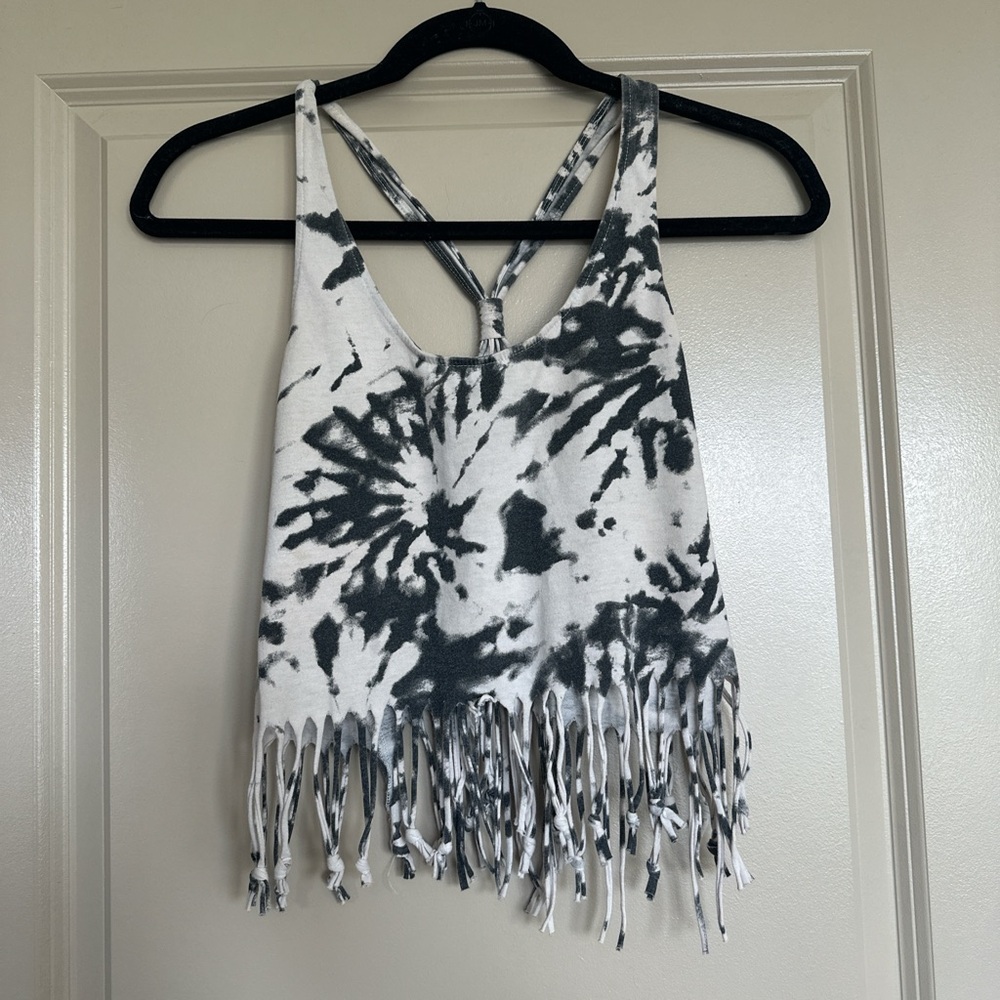 Black and white tie dye tank top